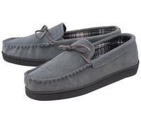 DUNLOP - Herren Hausschuhe aus echtem Wildleder mit Fleece gefüttert (12, Grau) EU 44.5 / UK 10