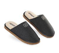 Dunlop Herren-Hausschuhe mit offener Rückseite, bequemer Memory-Schaum mit Gummisohle, rutschfeste Hausschuhe für drinnen und draußen, Schwarz - anthrazit - Größe: 42 EU
