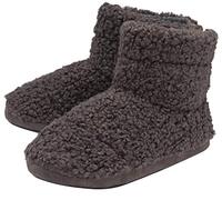 DUNLOP - Herren Hüttenschuhe mit Gummisohle | Warm Innenfell Hohe Hausschuhe | Plüsch Pantoffeln Indoor Stiefel (46 EU, Holzkohle, numeric_46)