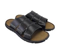 DUNLOP Herren Leder Pantoletten Für Sommer Unterstützung Leichten Bequem Slipper-sandalen (43, Schwarz) (Schwarz, EU Schuhgrößensystem, Erwachsene, Herren, Numerisch, M, 44)