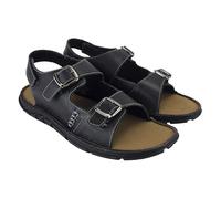 DUNLOP Herren Ledersandalen Für Sommer Outdoor Klettverschluss Wandersandalen Mit Verstellbarer Rieme (Schwarz, EU Schuhgrößensystem, Erwachsene, Herren, Numerisch, M, 43)