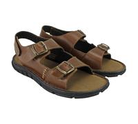 DUNLOP Herren Ledersandalen Für Sommer Outdoor Klettverschluss Wandersandalen Mit Verstellbarer Rieme (Bräunen, EU Schuhgrößensystem, Erwachsene, Herren, Numerisch, M, 44)