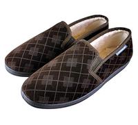 DUNLOP - HERREN PLÜSCHPELZ GEFÜTTERT MEMORY FOAM KARIERT MOKASSIN HAUSSCHUHE MIT HARTER SOHLE EU 42 / UK 8