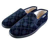 DUNLOP - HERREN PLÜSCHPELZ GEFÜTTERT MEMORY FOAM KARIERT MOKASSIN HAUSSCHUHE MIT HARTER SOHLE EU 46 / UK 11