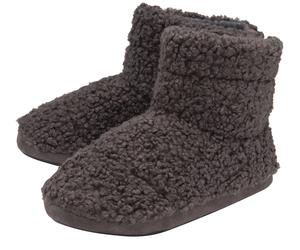 DUNLOP - Herren Pelz-Sherpa-Gedächtnis-Schaumstoff-Slipper-Stiefel (8, Holzkohle) EU 44.5 / UK 10