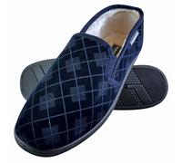 DUNLOP - HERREN PLÜSCHPELZ GEFÜTTERT MEMORY FOAM KARIERT MOKASSIN HAUSSCHUHE MIT HARTER SOHLE EU 42 / UK 8