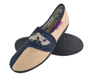 Dunlop - Ladies Adjustable Wide Fit Memory Foam Floral Velcro Hausschuhe für ältere Frauen EU 39/UK 6
