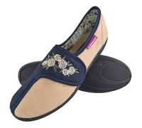 Dunlop - Ladies Adjustable Wide Fit Memory Foam Floral Velcro Hausschuhe für ältere Frauen EU 42 / UK 8