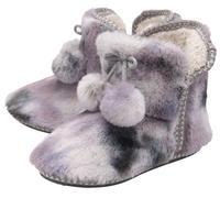 Dunlop - Ladies/Womens Fluffy Pom Pom Memory Foam Slipper Booties (7, Grau/Nerz) EU 39/UK 6