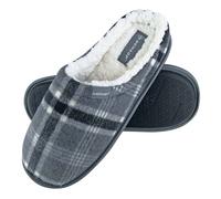 Dunlop - Mens Warm Plüsch Fleece gefüttert Schlupf auf Mule Checked Plaid Hausschuhe EU 40,5 / UK 7