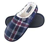 Dunlop - Mens Warm Plüsch Fleece gefüttert Schlupf auf Pantoffel kariert Hausschuhe EU 40,5 / UK 7