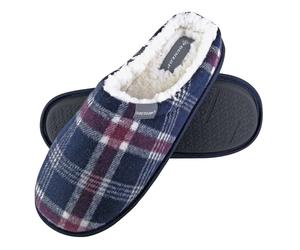 Dunlop - Mens Warm Plüsch Fleece gefüttert Schlupf auf Pantoffel kariert Hausschuhe EU 43 / UK 9