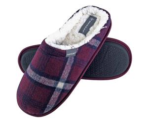 Dunlop - Mens Warm Plüsch Fleece gefüttert Schlupf auf Pantoffel kariert Hausschuhe EU 44.5 / UK 10