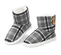 DUNLOP Warm Gefütterte Herren Hausschuhe - Geschlossene Hüttenschuhe mit Grauem Scheck, Größe 45 EU