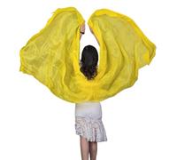DUNSBY Bauchtanz-Schleier Seide, Performance-Tanz, einfarbig, helle Textur, Schleierschals, Damenschal, Kostüme, Zubehör, Bauchtanzschleier, 250 cm x 110 cm.(Yellow)