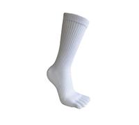 DUNSBY Zehensocken 3 Paar Lange Fünf-Finger-Socken for Herren, Baumwolle, gestreift, solide Kompression, schweißabsorbierend, atmungsaktiv, Fitness, Wandern, Outdoor, Zehensport-Socken(White)