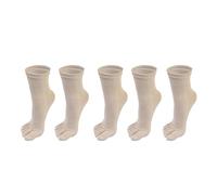 DUNSBY Zehensocken 5 Paar Lässige Lange Socken Mit Fünf Zehen for Herren, Sport, Schweiß, Separate Finger, Strümpfe, Schwarz, Weiß, Knöchel-Baumwoll-Schlauchsocken(Beige)