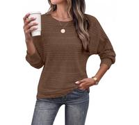 DUOEASE Pullover Damen Rundhals Loose Fit Strickpullover | Elastischer Stoff, Kleiden Sie Elegante Mode，Oversize,Einfarbig; Für Herbst, Winter, Frühling, Alltag, Büro Und Layering.