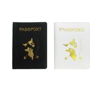 Duoleimi - 2er Set Reisepasshülle mit Kofferanhänger - Kunstleder Passport Cover und Organizer für Kreditkarten, Ausweise und Reisedokumente,Pass Wallet.