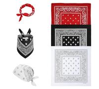 Duoleimi 3 Stück Bandana Kopftuch Damen Herren, Paisley Halstuch Dreieckstuch Cowboy Tuch Schal Bandanas, 55 x 55 cm