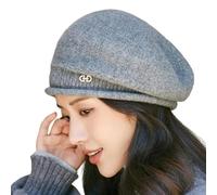 DuomaiJJ MüTze-Schal-Set Winterhut Frauen Beret Elastizität Strick Weich Warm Dicke Winddichte Vintage Elegant Elegant-hellgrau