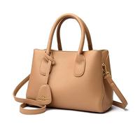 DUOMIYX Schultertasche Frauen Strukturierte Leder Handtasche Commuter Umhängetasche Crossbody Tasche-Khaki-25 * 19 * 13Cm