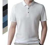 DUOPAI Mesh Ice Silk Kurzarm-T-Shirt für Männer, Men's Mesh Ice Silk Short-Sleeved T-Shirt, Herren Sommer Eisseide Kurzarm Poloshirt Stehkragen Casual Business Outdoor T-Shirt, Lässiges