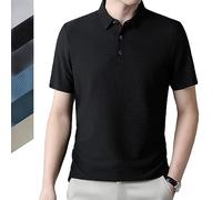 DUOPAI Mesh Ice Silk Kurzarm-T-Shirt für Männer, Men's Mesh Ice Silk Short-Sleeved T-Shirt, Herren Sommer Eisseide Kurzarm Poloshirt Stehkragen Casual Business Outdoor T-Shirt, Lässiges