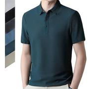 DUOPAI Mesh Ice Silk Kurzarm-T-Shirt für Männer, Men's Mesh Ice Silk Short-Sleeved T-Shirt, Herren Sommer Eisseide Kurzarm Poloshirt Stehkragen Casual Business Outdoor T-Shirt, Lässiges