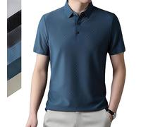 DUOPAI Mesh Ice Silk Kurzarm-T-Shirt für Männer, Men's Mesh Ice Silk Short-Sleeved T-Shirt, Herren Sommer Eisseide Kurzarm Poloshirt Stehkragen Casual Business Outdoor T-Shirt, Lässiges
