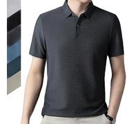 DUOPAI Mesh Ice Silk Kurzarm-T-Shirt für Männer, Men's Mesh Ice Silk Short-Sleeved T-Shirt, Herren Sommer Eisseide Kurzarm Poloshirt Stehkragen Casual Business Outdoor T-Shirt, Lässiges