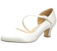 Duosheng & Elegant HC2002 Runde Zehen Komfort Niedriger Absatz Blockabtz Mary Jane Schnalle Satin Hochzeitsschuhe Brautschuhe Ivory Gr. 37