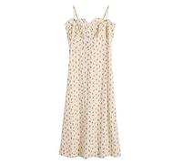 DUOTCYELE Damen Ärmelloses Wickel-Sling-Kleid Sexy französisches Platycodon zweiteiliges Straps-Blumenkleid, A-Linie Langer Rock, Sling-Kleid, Urlaubskleid am Meer, Teepause-Sling-Rock,Beige,L