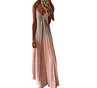 DUOTCYELE Sommerkleider Für Frauen Uk Plus Size Skater Dress Lässiges Ärmelloses Tankkleid Damen Rundhals Länge Sommerkleider Trendy Beach Pink Ombre Print Tunika Kleid Loses Kleid,Weiß,M
