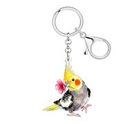 DUOWEI Acryl Cute Hawaii Tropischer Papagei Vogel Schlüsselanhänger Schlüsselring Geschenke für Damen Mädchen Vogelliebhaber Autoschlüssel Brieftasche Zubehör