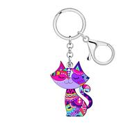 DUOWEI Acryl Cute Katze Mama Geschenke für Damen Mädchen Katzen Kätzchen Schlüsselanhänger Schlüsselring für Haustier Katze Liebhaber Autoschlüssel Brieftasche Zubehör