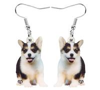 DUOWEI Acryl niedliche Corgi Hund Ohrringe Haustier Hund baumeln Tropfen Charms Schmuck für Frauen Teenager Mädchen Kinder Geburtstagsgeschenke (Schwarz)