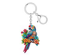 DUOWEI Niedliche Bunte Tropische Papagei Schlüsselanhänger Schlüsselring Vogelliebhaber Geschenke für Damen Mädchen Autoschlüssel Brieftasche Rucksack Zubehör (Buntes)