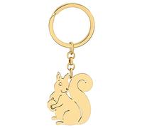 DUOWEI Süß Eichhörnchen Geschenke Edelstahl Schlüsselanhänger Ringe Charme Dekor Für Frauen Mädchen Naturliebhaber (B Gold)