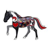 DUOWEI Süße Emaille Herz Pony Pferd Brosche Pins Schal Revers Kleidung Dekoration für Damen Mädchen Schmuck Geschenke (Schwarz)