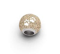 DUR Anhänger Bead Lucky Dog für Halskette und Armbänder aus 925 Sterling Silber mit Hundepfote und Strandsand veredelt, Beige, 11 mm, P3413