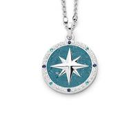 DUR Anhänger für Halsketten Kompassrose 2.0 Zirkonia und blauer Steinsand, aus 925 Sterling Silber, B: 23 mm, P4341