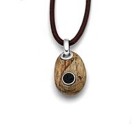 Dur Schmuck Unisex Anhänger HOLZKIESEL Lavasand klein 925er Silber (P3131)