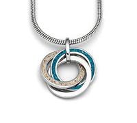 DUR Anhänger Marina 2.0 für Halskette und Armbänder bestehend aus 3 ineinander verschlungenen Ringen, gefüllt mit Strandsand, blauem Steinsand und Silber, P3899