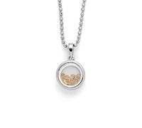 DUR Anhänger Sandsturm für Halskette aus 925 Sterling Silber in Glas gefasster Strandsand, Beige, 18 mm, P3187