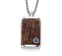 DUR Anhänger Treibgut aus Holz mit blauer Kyanit Perle für Halskette, 50x 25 mm, P4009