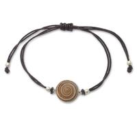 DUR Armband Ahoi Muschel, Elastik für Damen mit 925 Sterling Silber in der Farbe Braun mit, Längenverstellbar, A1248