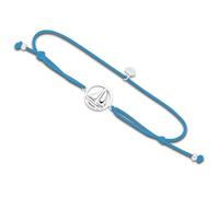 DUR Armband Ahoi Segelschiff, Elastik für Damen mit 925 Sterling Silber in der Farbe Blau, Längenverstellbar, Länge: 14 cm, A1627BL