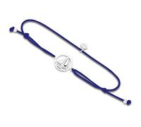 DUR Armband Ahoi Segelschiff, Elastik für Damen mit 925 Sterling Silber in der Farbe Dunkel Blau, Längenverstellbar, Länge: 14 cm, A1627DB