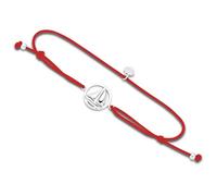 DUR Armband Ahoi Segelschiff, Elastik für Damen mit 925 Sterling Silber in der Farbe Rot, Längenverstellbar, Länge: 14 cm, A1627RO